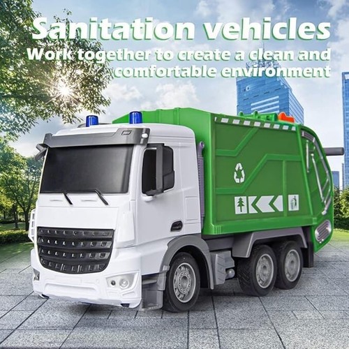 Remote Control Garbage Truck-Eco-Friendly Recycling Vehicle w/ Lights & Sounds - Picture 5 of 6