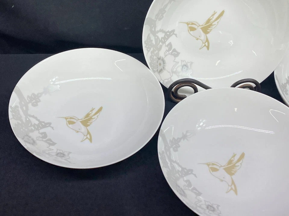 Bella Lux "HUMMINGBIRD" New Bone China ~ Set of 4 ~ Soup Bowls ~ 7 3/4" - Image 4 of 4