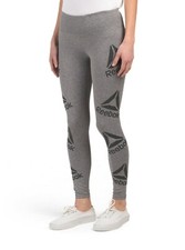 NWT 70 Women Reebok Leggings LOGO Yoga Active Crossfit Leggings Gray XS S M