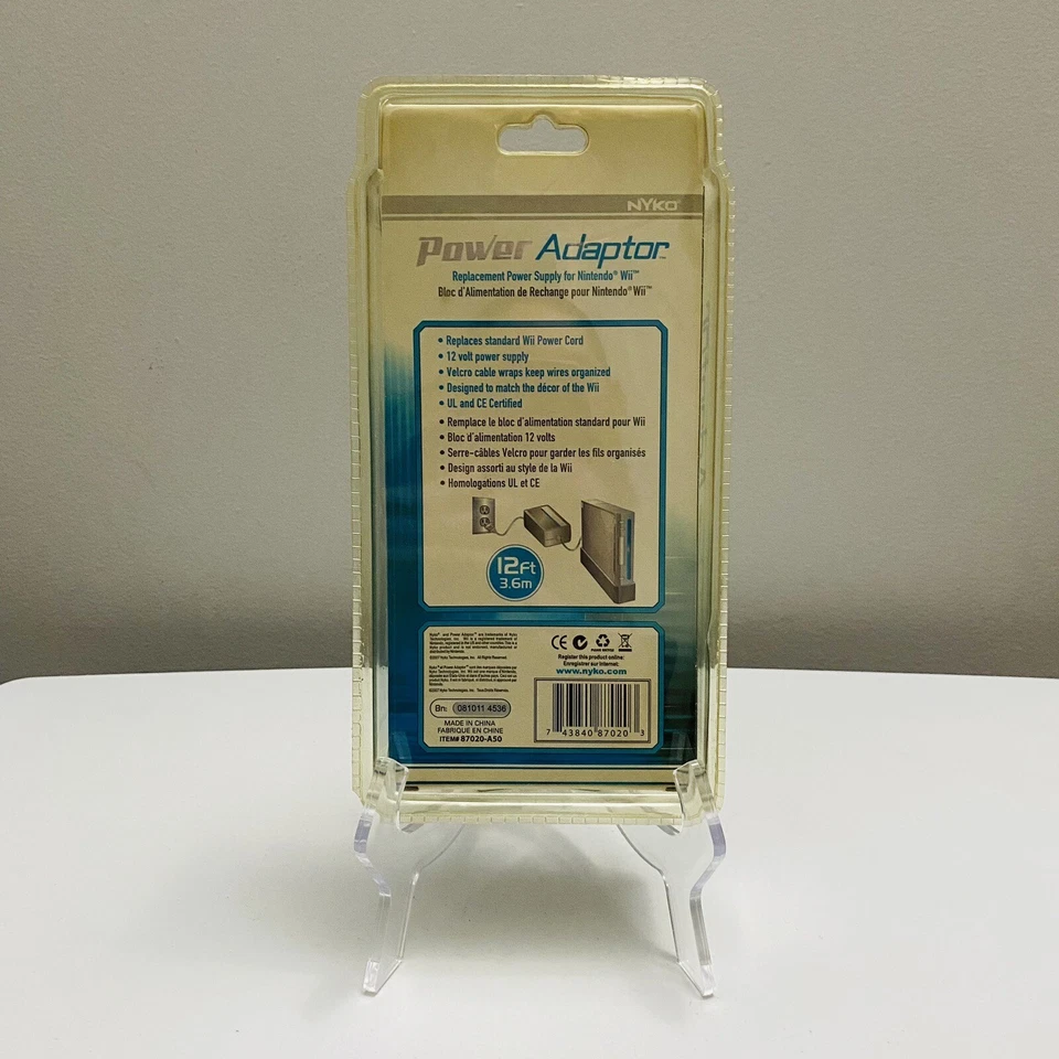 NYKO Replacement Power Supply/Adaptor for Nintendo Wii #87020-A50 New/Sealed - Image 2 of 2