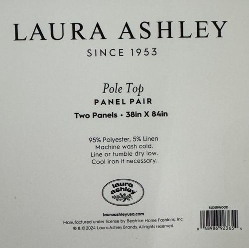Laura Ashley Window Curtains 2 Panels 38 x 84 Beige Brown Sheer Elderwood Linen - Picture 9 of 10