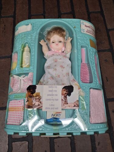Vintage 1992 Goldberger Layette Trayette Baby Doll Brush Towel Bottle Outfit