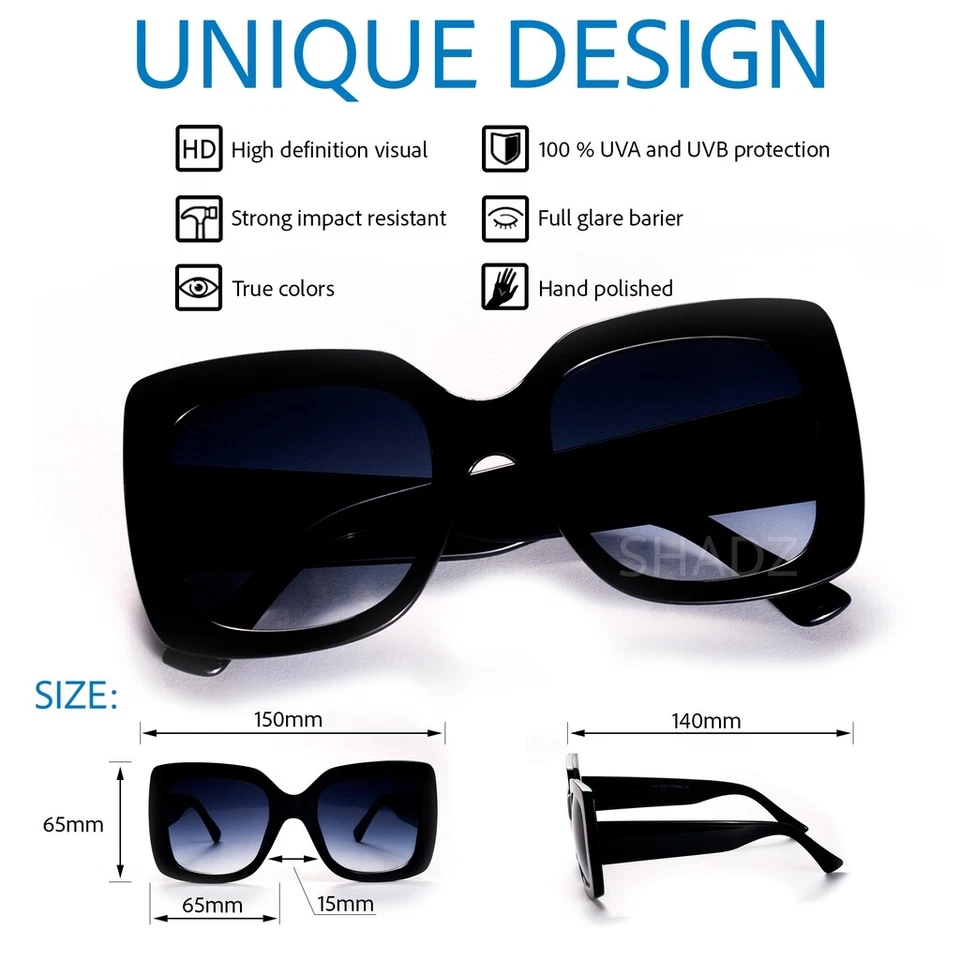 Gafas de sol "JACKIE" grandes de gran tamaño XL cuadradas dama mujer retro vintage GAFAS Foto 4 de 4