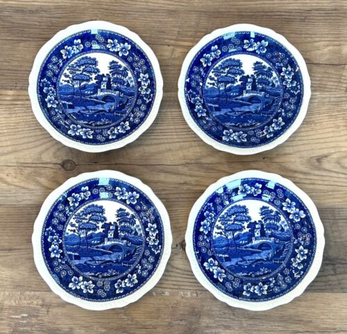 4 Vintage Copeland SPODES TOWER England 7.5” Gadroon Blue Salad/Dessert Plates - Picture 1 of 5
