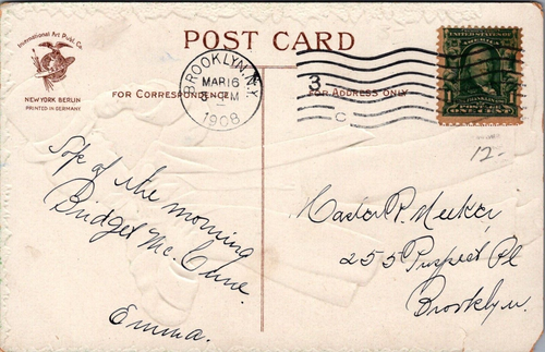 St Patricks Day Mann Zylinder Hut Pfeife A/S Clapsaddle geprägt 1908 Postkarte DQ6 - Bild 2 von 2