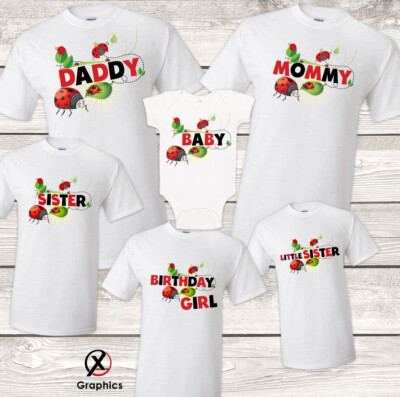 Ladybug t shirt Birthday Matching Party Family Kid Tshirt Catarina  Celebration 