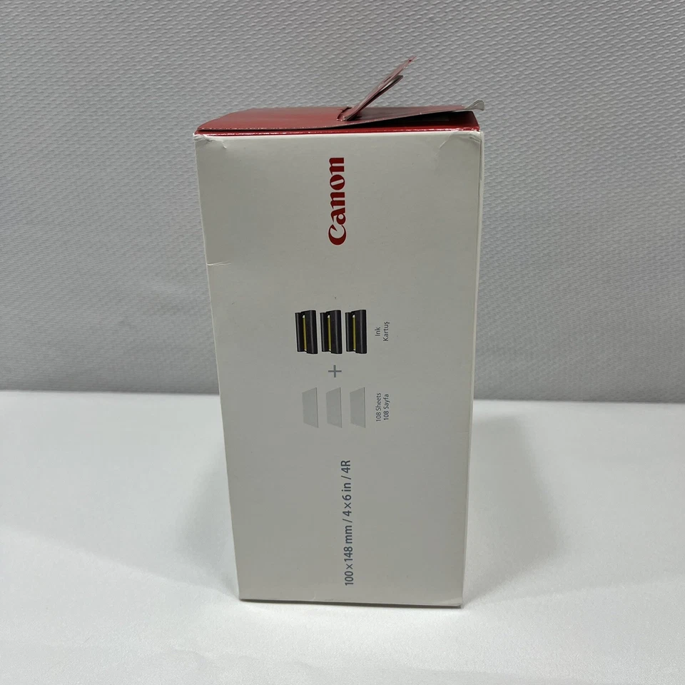 Juego de papel tinta color Canon Selphy CP 4x6 KP-108IN 108 hojas 3 carro de tinta sellado Foto 2 de 4