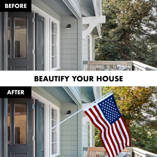 NEW G128 American USA Flag & Flagpole, 6FT White Pole and 3x5FT SPUN Flag - Picture 3 of 9