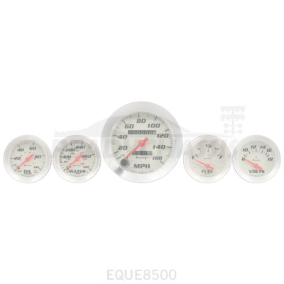 Fits EQUUS 5-Piece Gauge Set White Face/Silver Bezel E8500