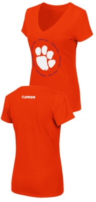 Women's Clemson Tigers Parma Slim Fit Orange V Neck T Shirt