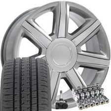4739 Hyper Silver 22 Rims Tires Tpms Lug Set Fit Escalade Yukon Tahoe
