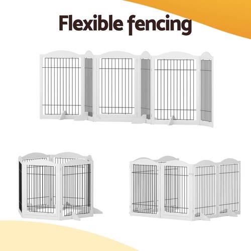 i.Pet Dog Playpen Enclosure 6 Panel Puppy Pet Fence Wooden Play Pen Gate Indoor - Picture 5 of 8