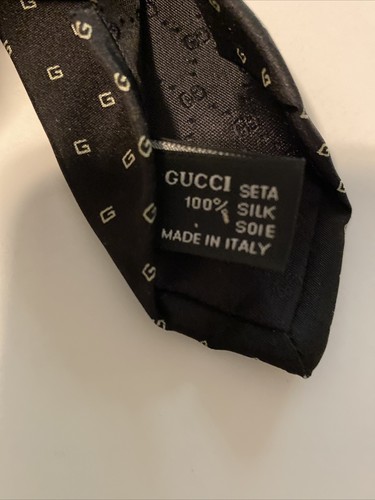 Gucci Tie 100% Silk Logo Black - 第 7/7 張圖片
