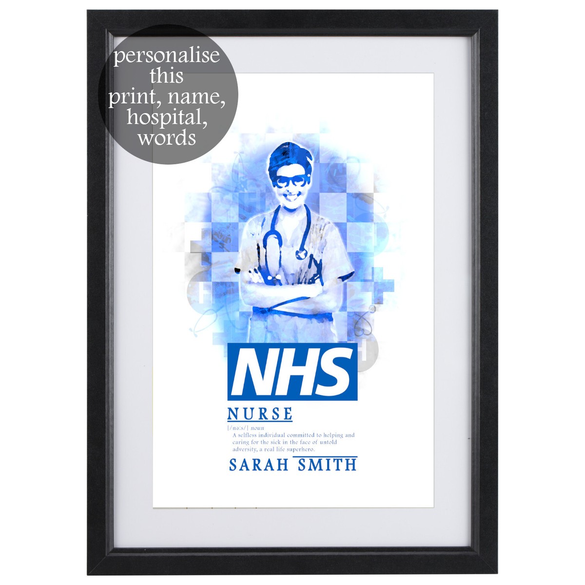 PERSONALISED A4 ART PRINT GIFT WIFE HUSBAND Poster NHS DOCTOR