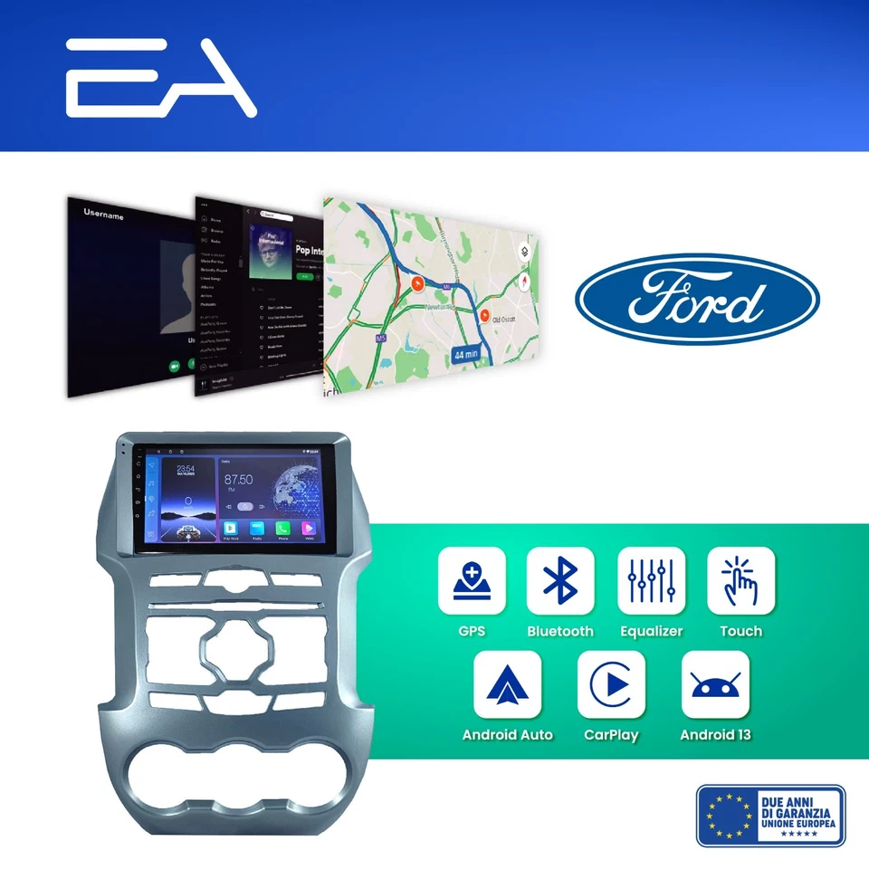 Autoradio Android Ford Ranger 2012/2019 4GB ram 64GB rom -Telecamera inclusa - Immagine 2 di 4