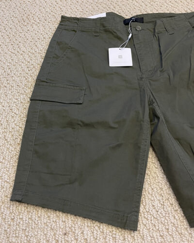 Neu mit Etikett olivgrüne Cargotaschenshorts aus Stretchbaumwolle für Herren ALLE GRÖSSEN - Bild 3 von 6