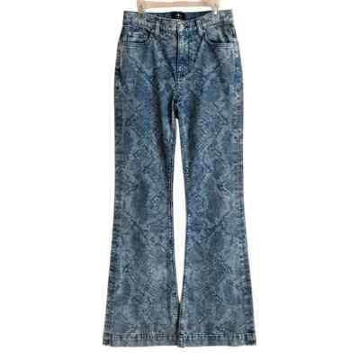 7 For All Mankind Ginger Laser Snake Print Wide Leg Jeans