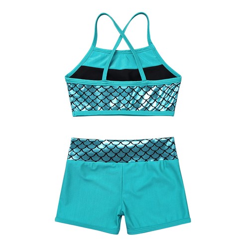Girls Ballet Dance Athletic Outfit Tanks Crop Top Bottoms Set Swimming Costume - Picture 43 of 81