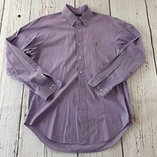 Polo Ralph Lauren Classic Striped Long Sleeve Button Shirt Mens 16 34/35 Purple