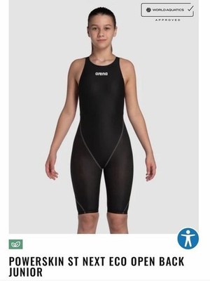 arena Junior Powerskin ST Next Eco One-Piece Swimsuit in Black
