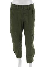 Derek Lam 10 Crosby Women Cropped Cargo Pants Green Rayon Size 2