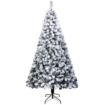 6 FT PVC Flocking Christmas Tree 750 Branches Spread Out Naturally Trees Holiday