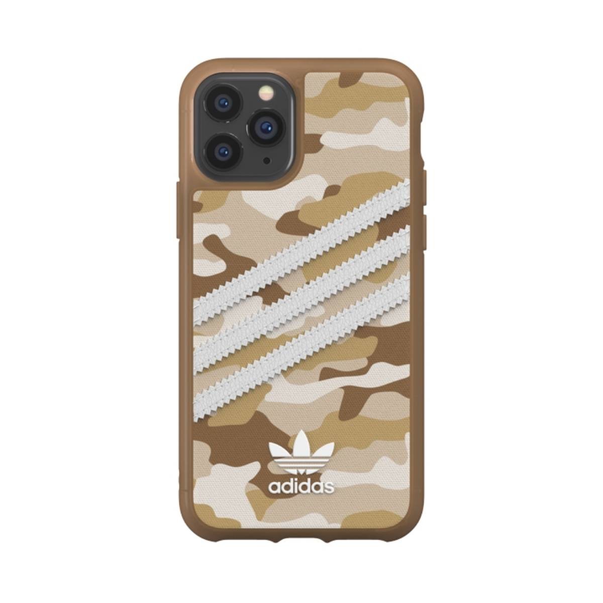 Coque iPhone 11 Pro Max camouflage marron à 3 bandes style militaire chic