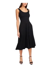 MSK Womens Black Unlined Pullover Sleeveless Midi Shift Dress Petites MP