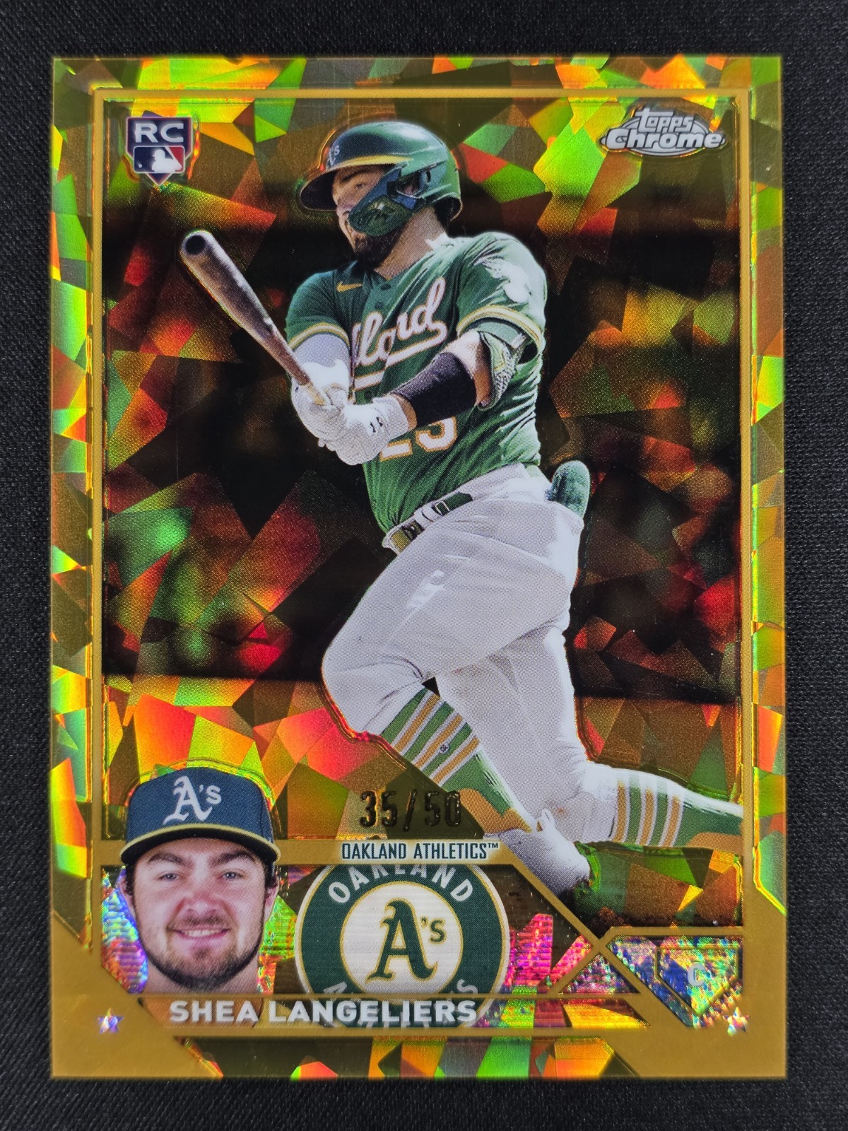 Shea Langeliers 2023 Topps Chrome Sapphire Gold Refractor 35/50 RC ROOKIE #127
