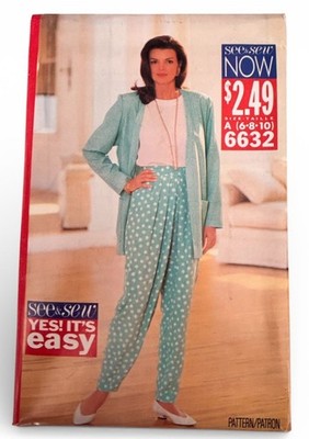 Butterick Sewing Pattern 6632 Jacket Top Pants Work Outfit Uncut 6 8 10