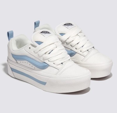 Vans Knu Stack Smarten Up White Blue Low-Top Platform Unisex Shoes. Size 6.5W/5M