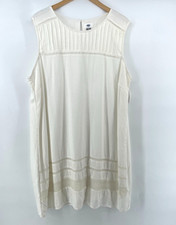 Old Navy Dress XXL Plus OffWhite Linen Blend Crochet Sleeveless Shift Beach Boho
