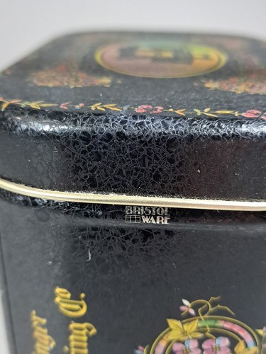 Vintage Bristolware Singer Sewing Tin Rainbow On Black With Handles - Picture 14 of 24