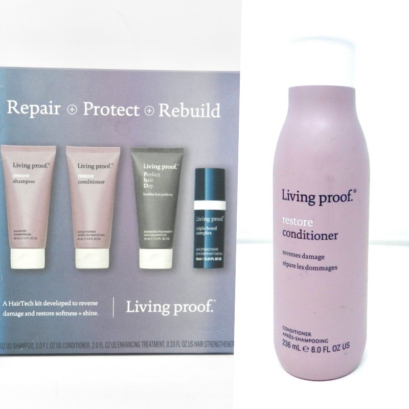 Living Proof Repair + Protect + Rebuild HairTech Kit & 8 oz Restore  Conditioner | eBay