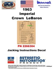 1963 Imperial Concourse Jacking Instructions 2266304 New Mopar Usa