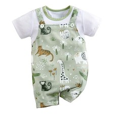 Baby Boy Newborn Bodysuit Romper Animal Print Jumpsuit Short Sleeve Summer Wear