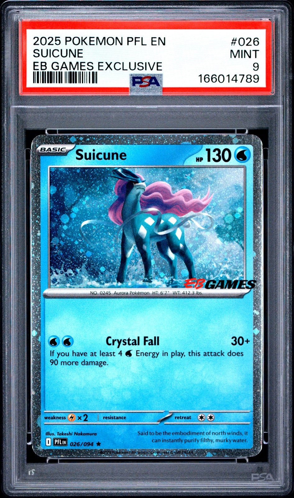 Suicune 026/094 Eb Games Exclusive Pokemon 2025 PSA 9 Cert#789