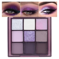 9Colors Eye Shadow Palettes Makeup,Dark Purple Plum Lavender Mauve Black Smoky E