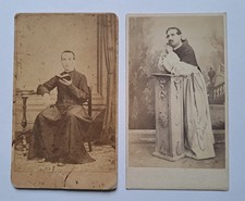 LIVORNO VOGHERA 2 antica foto fotografia d'epoca albumina ritratto prete CDV