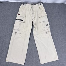 JNCO Cargo Pants Zip Off Shorts Y2K Skate Beige 29x30 Baggy