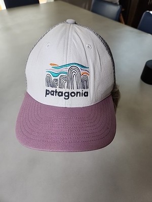 Patagonia Hat Fitz Roy Boulders Coral White Gray Mesh Snapback Cap Distressed
