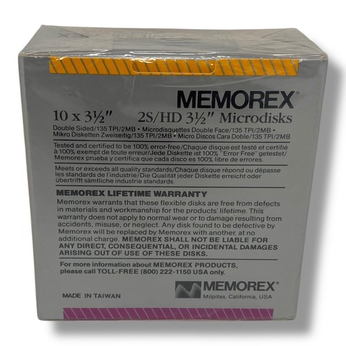 Microdisques haute densité Memorex 2S/HD 3,5" 10 disques SCELLÉS - Photo 2/6