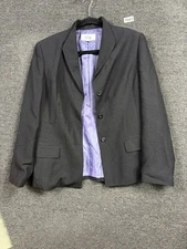 Le Suit Blazer Suit Jacket Womens Sz 14 Gray Purple Polka Dots 3 Buttons Casual