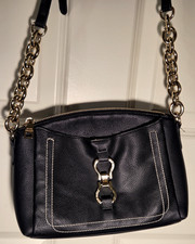 Steve Madden Black Shoulder Bag - Chain  Zipper Accents lined - Free Shipping 