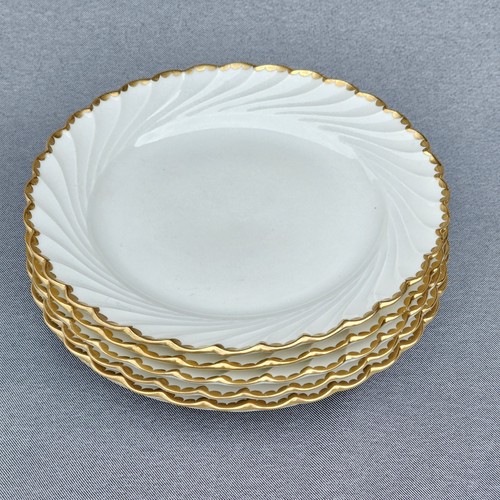 Nymphenburg Porcelain WELLE Set 6 Desert / Side Plates Dishes White Gold Trim - Picture 12 of 23