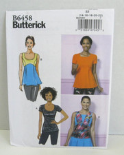 Butterick 6458 Easy Pullover Tops w/Sleeve Options Misses' 14-22 Uncut Pattern