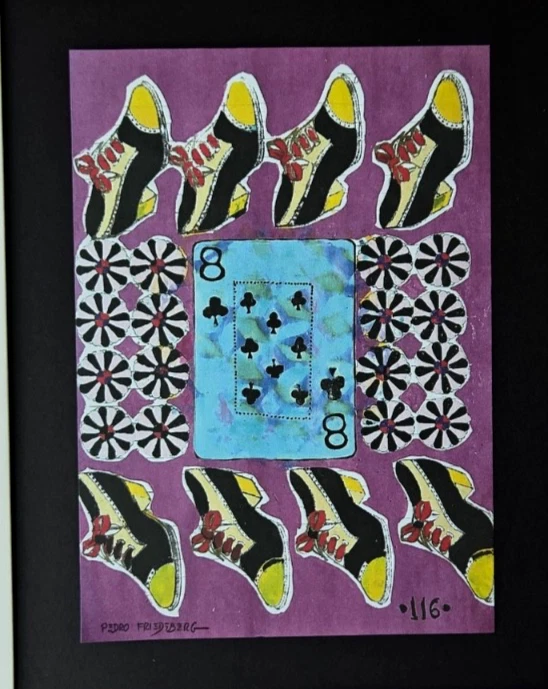 🔥 Pedro Friedeberg + signierter Druck gerahmt + fertig zum Aufhängen + Schuhe und acht Clubs - Bild 2 von 3