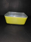 Vintage Pyrex Yellow Rectangle Refrigerator Dish 0502 1-1/2 PT. With Lid