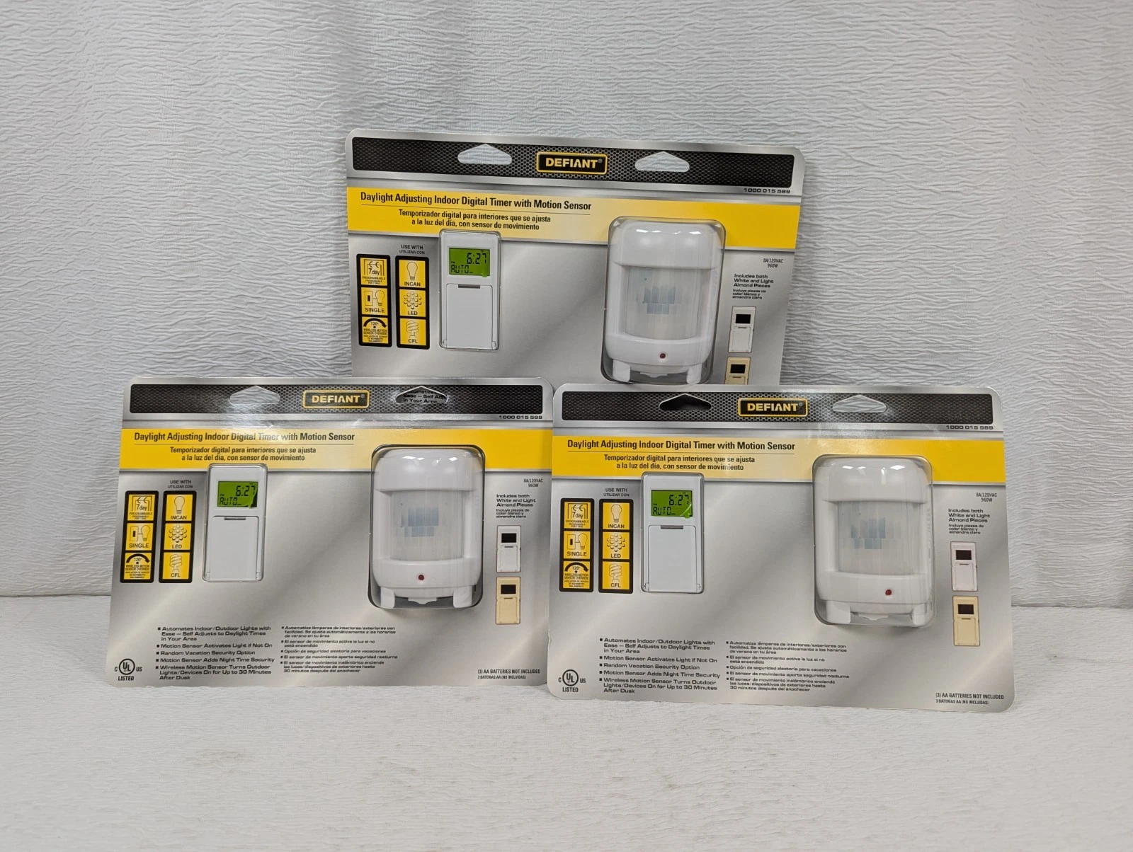 Defiant Daylight Adjusting Indoor Digital TImer W/ Motion Sensor - 3 Pack
Opens in a new window or t