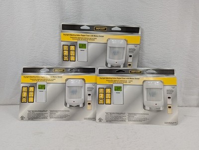 Defiant Daylight Adjusting Indoor Digital TImer W/ Motion Sensor - 3 Pack